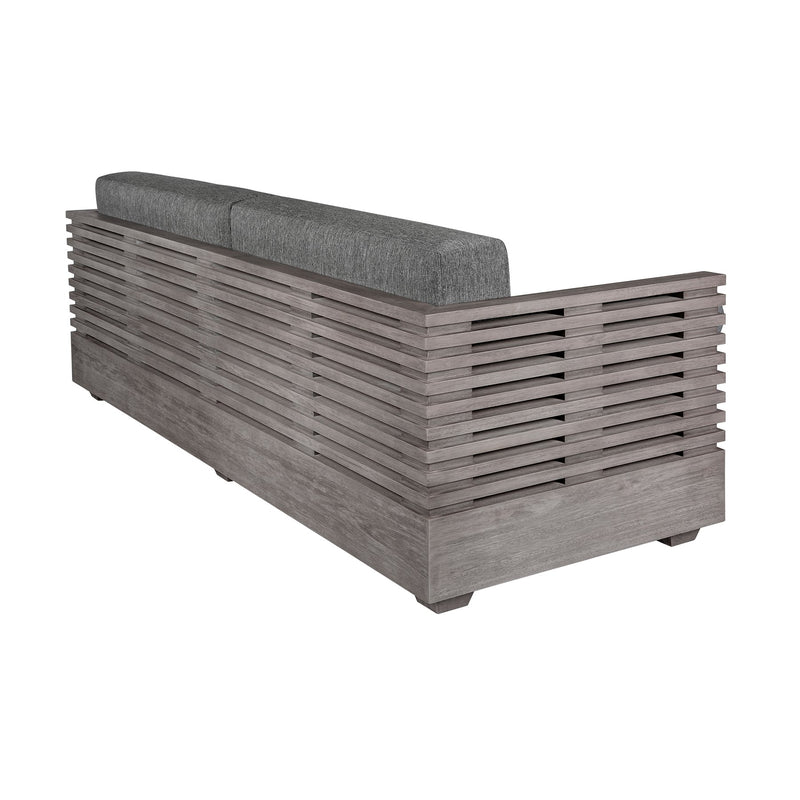 Vivid Outdoor Patio Sofa in Gray Eucalyptus Wood with Gray Olefin Cushions - Furniture City (CA)l