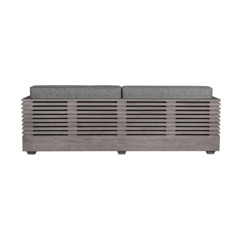 Vivid Outdoor Patio Sofa in Gray Eucalyptus Wood with Gray Olefin Cushions - Furniture City (CA)l