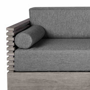 Vivid Outdoor Patio Sofa in Gray Eucalyptus Wood with Gray Olefin Cushions - Furniture City (CA)l