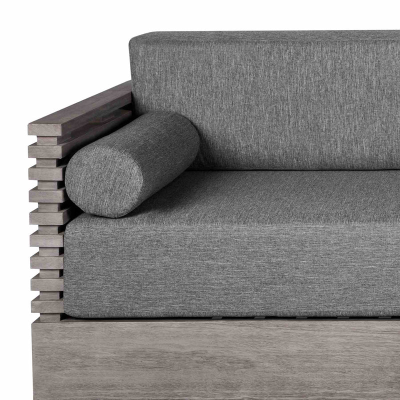 Vivid Outdoor Patio Sofa in Gray Eucalyptus Wood with Gray Olefin Cushions - Furniture City (CA)l