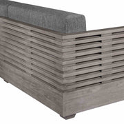 Vivid Outdoor Patio Sofa in Gray Eucalyptus Wood with Gray Olefin Cushions - Furniture City (CA)l