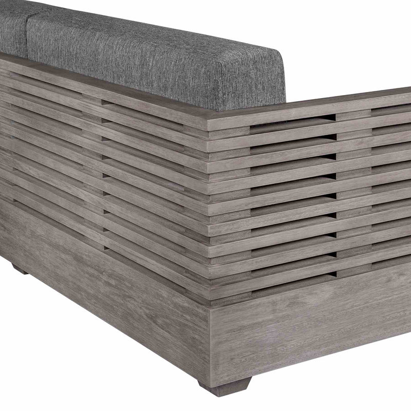Vivid Outdoor Patio Sofa in Gray Eucalyptus Wood with Gray Olefin Cushions - Furniture City (CA)l