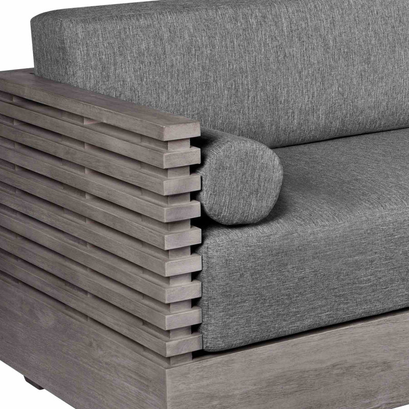 Vivid Outdoor Patio Sofa in Gray Eucalyptus Wood with Gray Olefin Cushions - Furniture City (CA)l