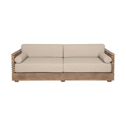 Vivid Outdoor Patio Sofa in Light Eucalyptus Wood with Taupe Olefin Cushions - Furniture City (CA)l