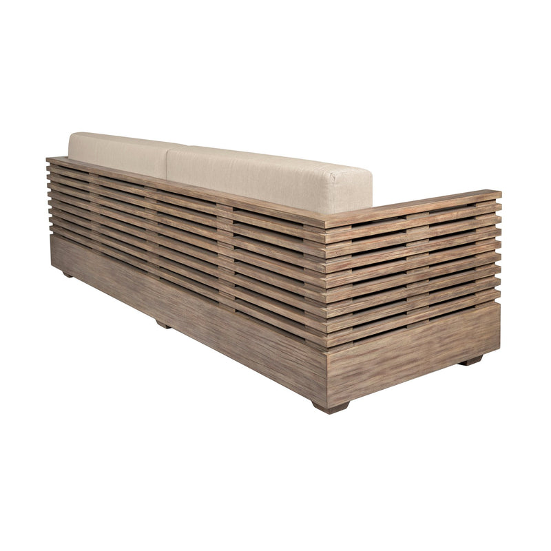 Vivid Outdoor Patio Sofa in Light Eucalyptus Wood with Taupe Olefin Cushions - Furniture City (CA)l