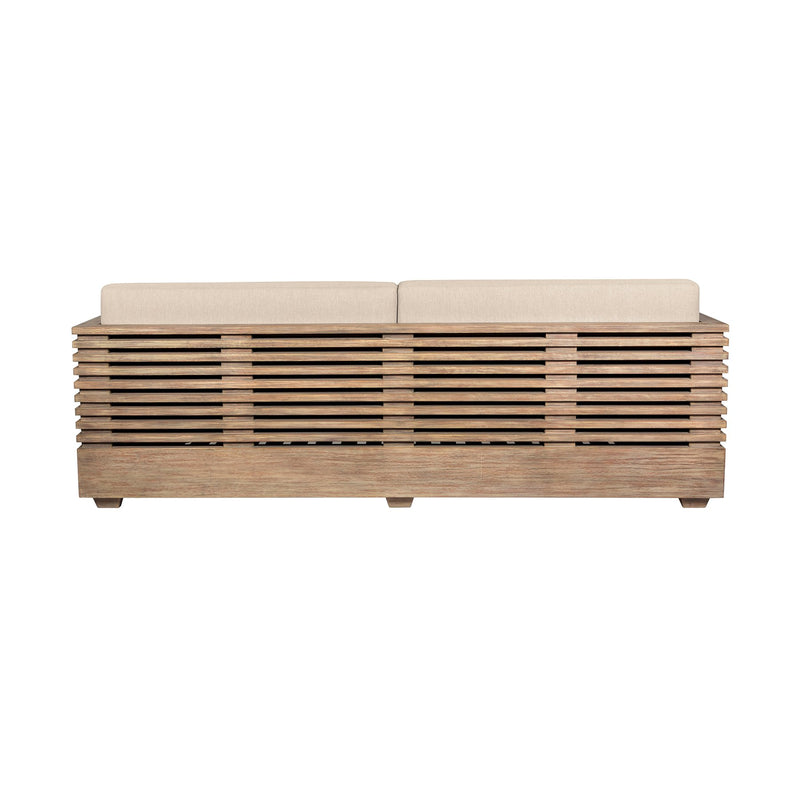Vivid Outdoor Patio Sofa in Light Eucalyptus Wood with Taupe Olefin Cushions - Furniture City (CA)l