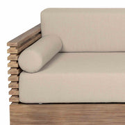 Vivid Outdoor Patio Sofa in Light Eucalyptus Wood with Taupe Olefin Cushions - Furniture City (CA)l