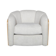 Violet Accent Chair in Soft Oat Fabric with Natural Wood Finish and Rattan Back - Furniture City (CA)l