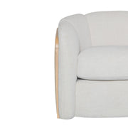 Violet Accent Chair in Soft Oat Fabric with Natural Wood Finish and Rattan Back - Furniture City (CA)l
