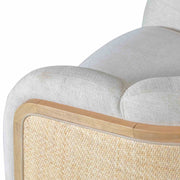 Violet Accent Chair in Soft Oat Fabric with Natural Wood Finish and Rattan Back - Furniture City (CA)l