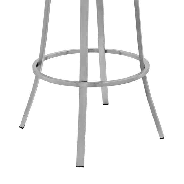 Valerie 26" Counter Height Swivel Modern Slate Gray Faux Leather Bar and Counter Stool in Brushed Stainless Steel Finish