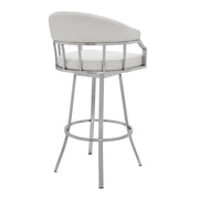 Valerie 26" Counter Height Swivel Modern White Faux Leather Bar and Counter Stool in Brushed Stainless Steel Finish - Furniture City (CA)l