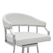 Valerie 30" Bar Height Swivel Modern White Faux Leather Bar and Counter Stool in Brushed Stainless Steel Finish - Furniture City (CA)l