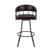 Valerie 30" Swivel Brown Faux Leather and Java Brown Metal Bar Stool - Furniture City (CA)l
