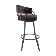 Valerie 30" Swivel Brown Faux Leather and Java Brown Metal Bar Stool - Furniture City (CA)l
