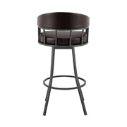 Valerie 30" Swivel Brown Faux Leather and Java Brown Metal Bar Stool - Furniture City (CA)l
