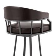 Valerie 30" Swivel Brown Faux Leather and Java Brown Metal Bar Stool - Furniture City (CA)l
