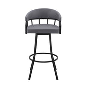 Valerie 26" Swivel Slate Gray Faux Leather and Black Metal Bar Stool - Furniture City (CA)l