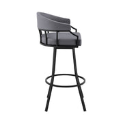 Valerie 26" Swivel Slate Gray Faux Leather and Black Metal Bar Stool - Furniture City (CA)l