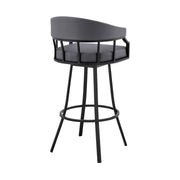 Valerie 30" Swivel Slate Gray Faux Leather and Black Metal Bar Stool - Furniture City (CA)l