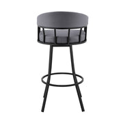 Valerie 30" Swivel Slate Gray Faux Leather and Black Metal Bar Stool - Furniture City (CA)l