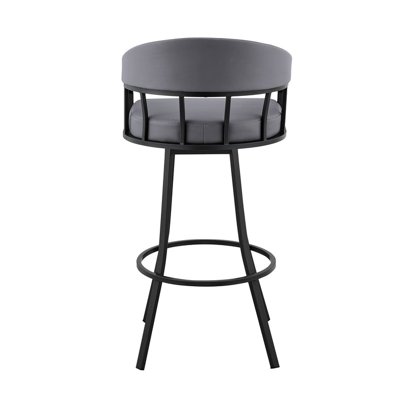 Valerie 30" Swivel Slate Gray Faux Leather and Black Metal Bar Stool - Furniture City (CA)l