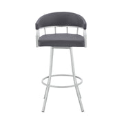 Valerie 26" Swivel Slate Gray Faux Leather and Silver Metal Bar Stool - Furniture City (CA)l