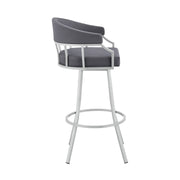 Valerie 26" Swivel Slate Gray Faux Leather and Silver Metal Bar Stool - Furniture City (CA)l
