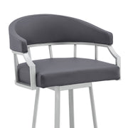 Valerie 26" Swivel Slate Gray Faux Leather and Silver Metal Bar Stool - Furniture City (CA)l