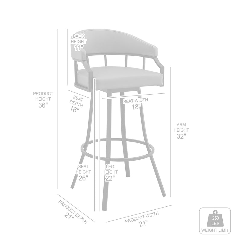 Valerie 26" Swivel Slate Gray Faux Leather and Silver Metal Bar Stool - Furniture City (CA)l