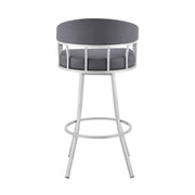 Valerie 30" Swivel Slate Gray Faux Leather and Silver Metal Bar Stool - Furniture City (CA)l