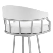 Valerie 30" Swivel White Faux Leather and Silver Metal Bar Stool - Furniture City (CA)l