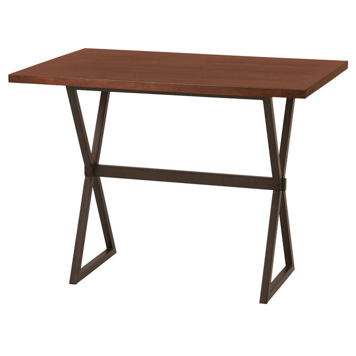 Valencia Contemporary Rectangular Bar Table in Auburn Bay Finish with Sedona Wood Top