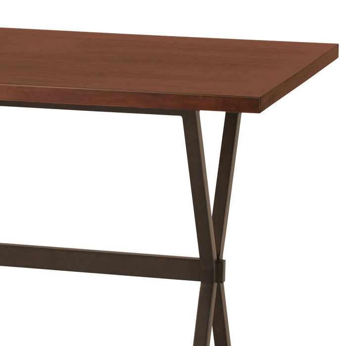 Valencia Contemporary Rectangular Bar Table in Auburn Bay Finish with Sedona Wood Top
