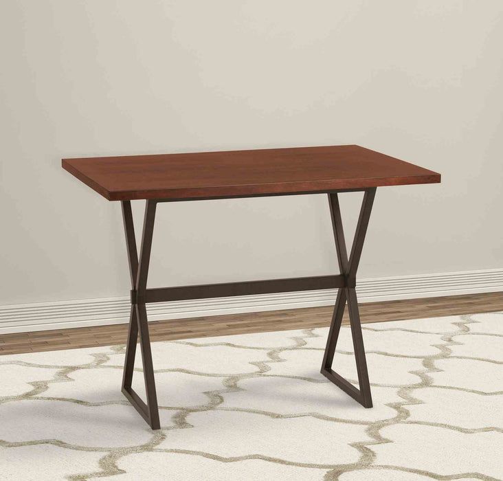 Valencia Contemporary Rectangular Bar Table in Auburn Bay Finish with Sedona Wood Top