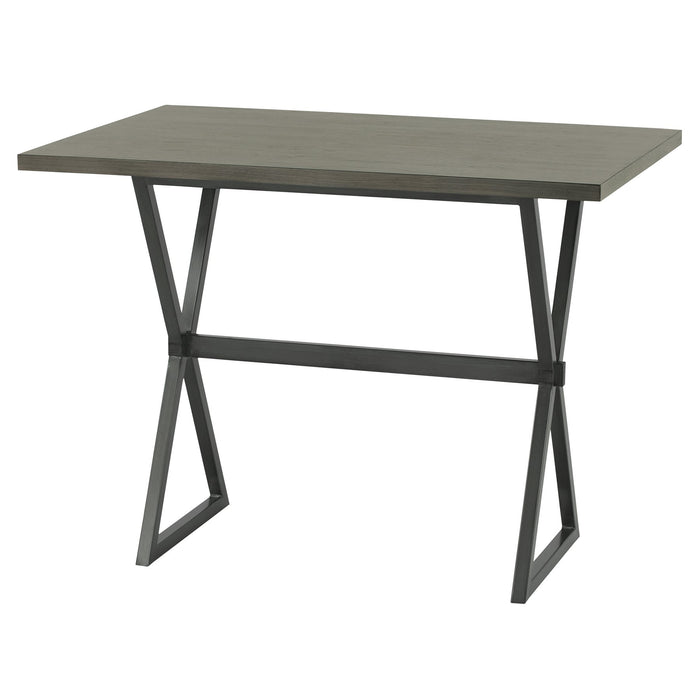 Valencia Contemporary Rectangular Bar Table in Mineral Finish with Gray Walnut Wood Top