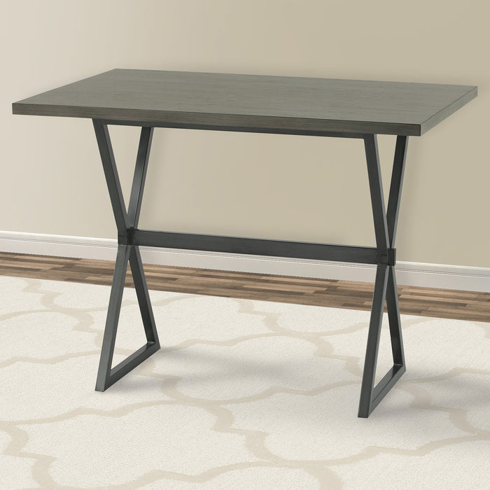 Valencia Contemporary Rectangular Bar Table in Mineral Finish with Gray Walnut Wood Top