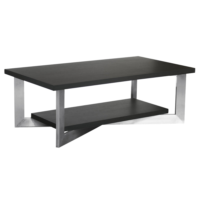 Vermont Contemporary Coffee Table in Brushed Stainless Steel Finish and Gray Top - Furniture City (CA)l