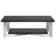 Vermont Contemporary Coffee Table in Brushed Stainless Steel Finish and Gray Top - Furniture City (CA)l