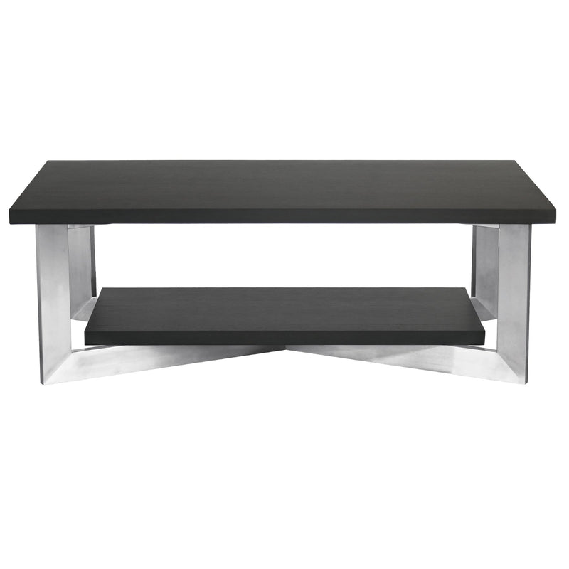 Vermont Contemporary Coffee Table in Brushed Stainless Steel Finish and Gray Top - Furniture City (CA)l