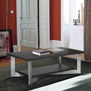 Vermont Contemporary Coffee Table in Brushed Stainless Steel Finish and Gray Top - Furniture City (CA)l