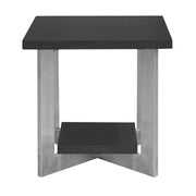 Vermont Contemporary End Table in Brushed Stainless Steel Finish and Gray Top - Furniture City (CA)l