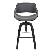 Vanessa Contemporary Adjustable Barstool in Black Brushed Wood Finish and Gray Faux Leather - Furniture City (CA)l