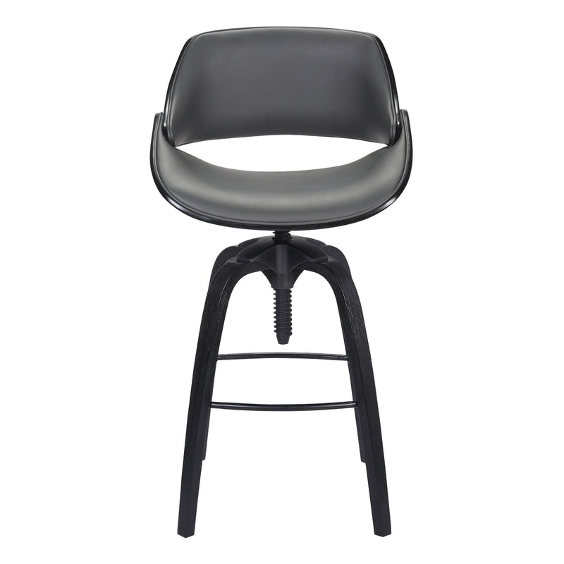 Vanessa Contemporary Adjustable Barstool in Black Brushed Wood Finish and Gray Faux Leather - Furniture City (CA)l