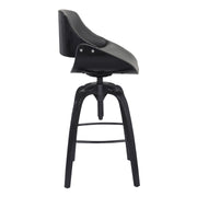 Vanessa Contemporary Adjustable Barstool in Black Brushed Wood Finish and Gray Faux Leather - Furniture City (CA)l