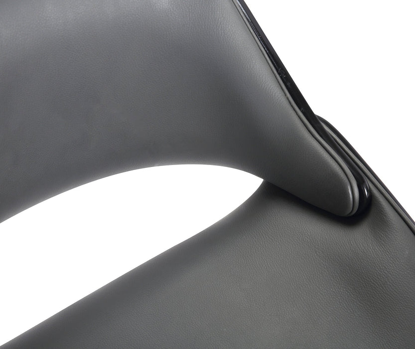 Vanessa Contemporary Adjustable Barstool in Black Brushed Wood Finish and Gray Faux Leather