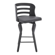 Verne 26" Swivel Gray Faux Leather and Black Wood Bar Stool - Furniture City (CA)l