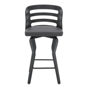 Verne 26" Swivel Gray Faux Leather and Black Wood Bar Stool - Furniture City (CA)l