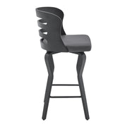 Verne 26" Swivel Gray Faux Leather and Black Wood Bar Stool - Furniture City (CA)l