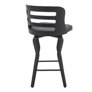 Verne 26" Swivel Gray Faux Leather and Black Wood Bar Stool - Furniture City (CA)l